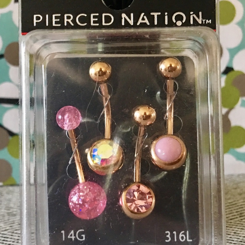 Pack of 4 belly rings! Stainless!